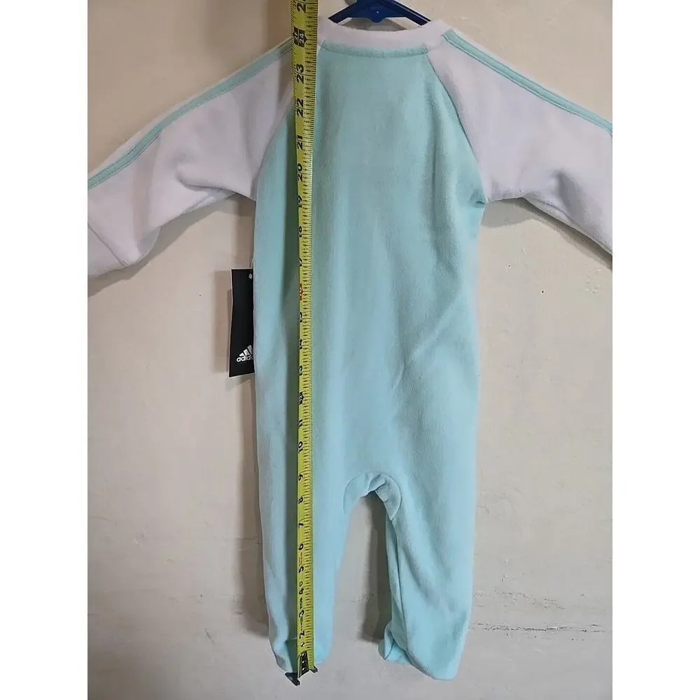 Adidas Micro Fleece Footie Lt Aqua. 9m. New